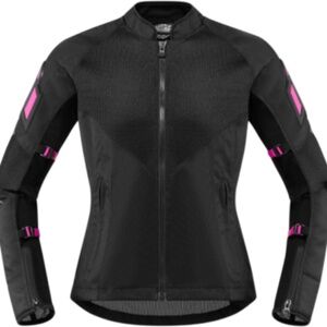 ICON "MESH AF" JACKET MOTORCYCLE SPORT FIT WOMEN'S BLACK/PINK - Size SMALL
